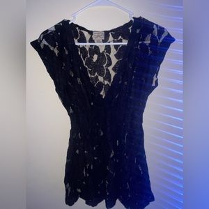 lace black top/ y2k clothing/ v neck